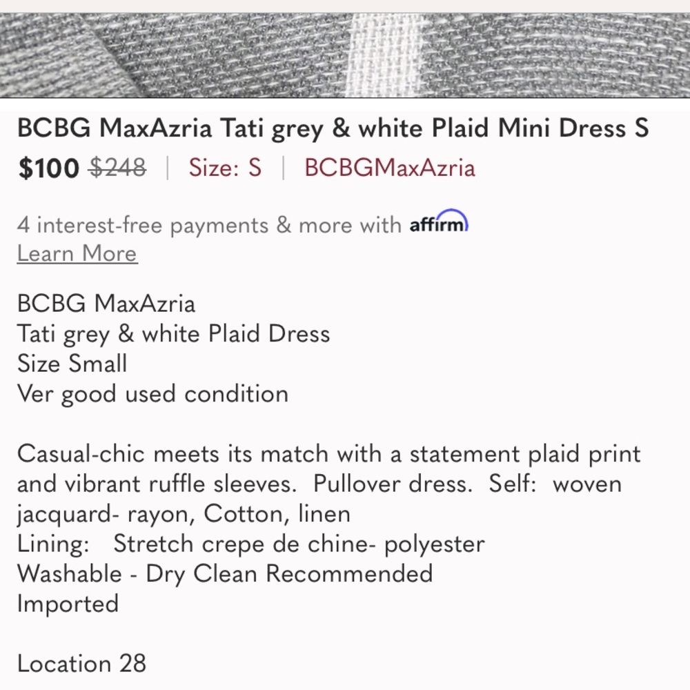 BCBG Tati Plaid Linen Dress with Slip - Picture 2 of 6